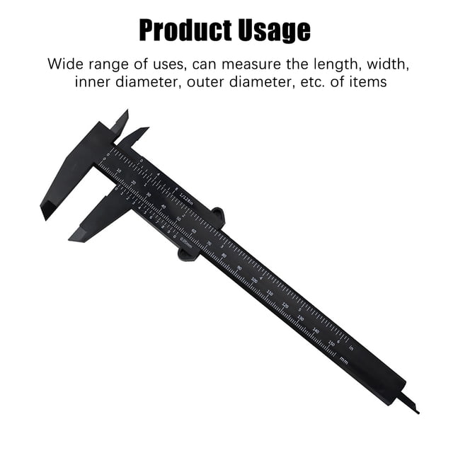 DIY 150mm Vernier Caliper Plastic Mini Multi Function Ruler Plastic Vernier Caliper; 150mm Dial Gauge Dual Scale Accurate Measuring Tool Woodworking Model Black