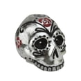 thumbnail image 1 of Gallerie II 31452532 4 in. Silver Metallic Black & Red Glittered Skull Head Halloween Taper Candle Holder, 1 of 2