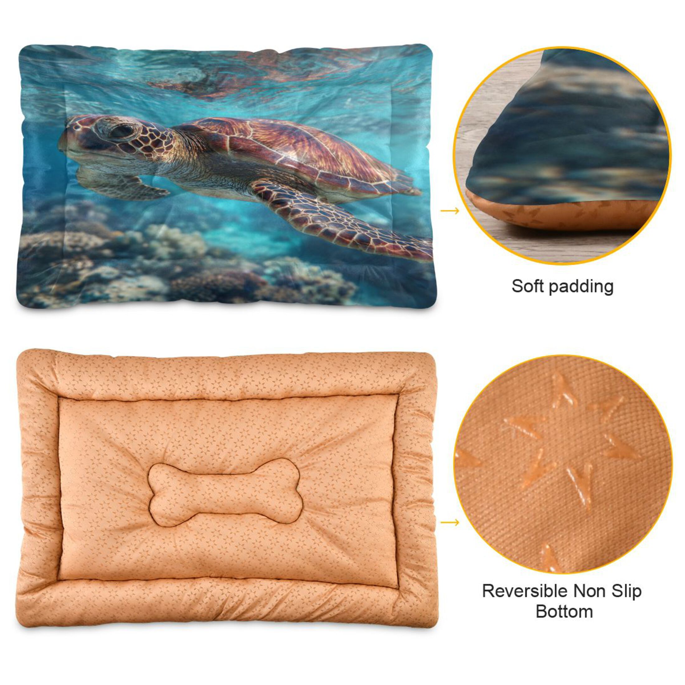 Qxltty Sea Turtle Ped Pad Wear-resistant and Hard to Bite Through Sleeping Pad for Small Medium Large Dogs Winter Pet Bed 36×24in
