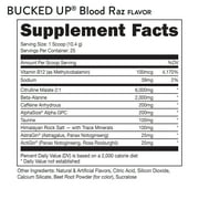 Bucked Up Pre-Workout Powder, Increased Energy, Blood Raz, 200 mg Caffeine, 25 Servings