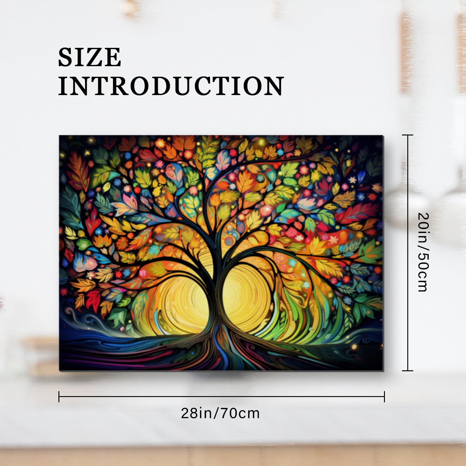 Square Electric Stove Top Cover, Abstract Huge Tree of Life Colorful Heat Resistant Glasstop Stove Covers, Washable Countertop Protector Mat for Kitchen RV(28×20 Inch)