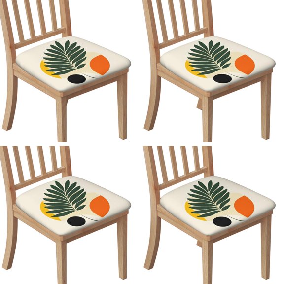 Boho Abstract Art Seat Covers for Dining Room Chairs Set Of 4,Stretch Printed Washable Chair Seat Cover with Elastic Ties and Button,Removable Waterproof Couch Cushion Covers