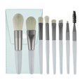 thumbnail image 1 of Juego de 8 brochas de maquillaje profesionales portátiles para sombras de ojos, kit de brochas cosméticas con bolsa de almacenamiento para mujeres, gris y verde, 1 of 13