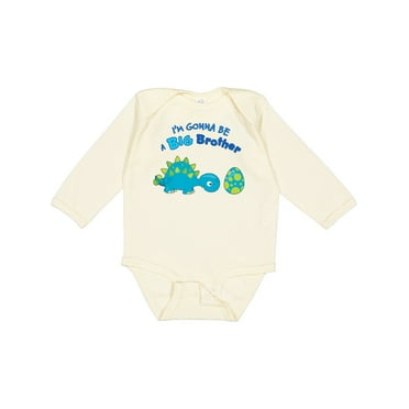Inktastic Happy Dinosaur Future Big Brother Boys Long Sleeve Baby Bodysuit