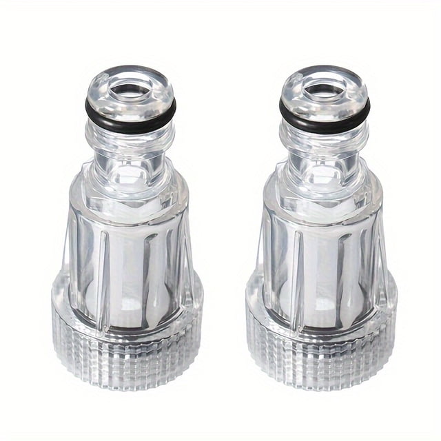 MesaSe 2pcs Universal Quick Connect Nozzle And Filter Attachment Set For Pressure Washers External Water Inlet With Nut Clear Acrylic 1.18in Diameter 2.52in Length