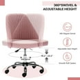 thumbnail image 5 of TINKLE WELL Modern Office Desk Chair, Rolling Vanity Swivel Task Chair with Wheels, Stylish Comfortable Armless Backrest for Home, Bedroom, Office, Study, Pink, 5 of 8