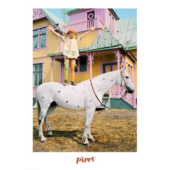 Pippi Longstocking On The Horse Print Wall Art, Modern Wall Decor For Living Room Bedroom, 8x12 UNFRAMED