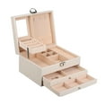 thumbnail image 5 of Caja de almacenamiento de joyas Caja de joyería de cuero PU de gran capacidad multicapa con llave de bloqueo para viajes en casa Blanco perla, 5 of 5