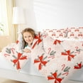 thumbnail image 5 of Manfei Kawaii Red Bowknot Queen Comforter Set, Winter Christmas Snowflake Bedding Sets, Teens Girls Kids Reversible Bedding Comforter Set, Microfiber Bedroom Decor, 3pcs, 5 of 8