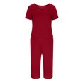 thumbnail image 6 of Fengactive Pajama Set for Women 3/4 Sleeve V Neck Top with Capri Pants Pjs 2 Piece Loungewear Solid Color Soft Sleepwear, 6 of 7