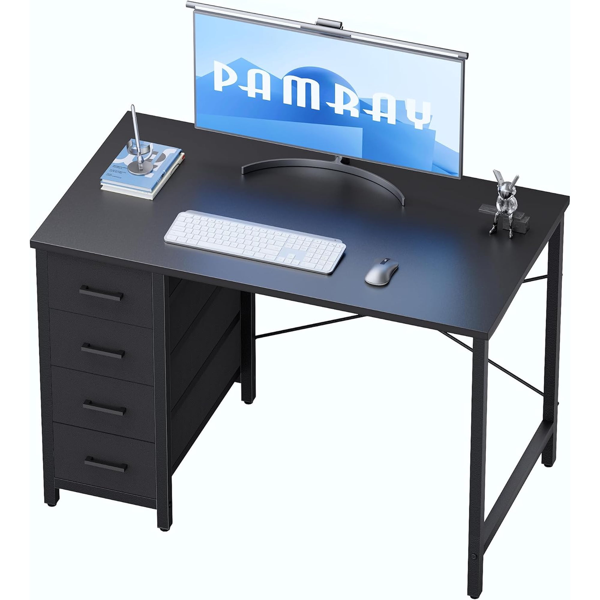 32 Inch Computer Desk with 4 Drawers Small Office Desk for Home Bedroom Study Writing Simple Modern Computer Table Black