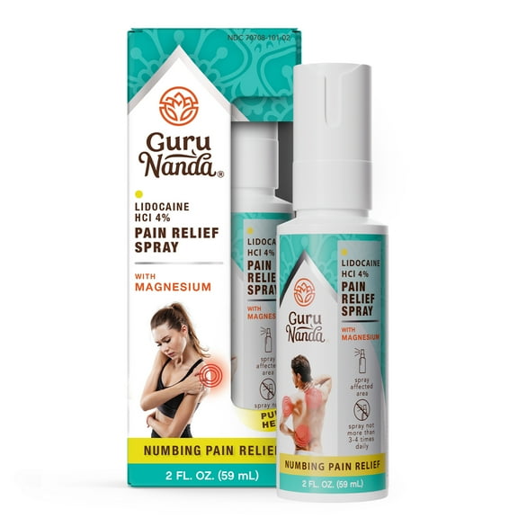 GuruNanda Lidocaine Pain Relief Spray with Magnesium – 4% Lidocaine Numbing Spray for Fast, Targeted Relief - 2 oz