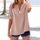 thumbnail image 2 of Camisas de manga larga,Camiseta informal de manga corta con cuello redondo para mujer, mezcla de algodón y lino, blusa holgada para verano, para usar en casa, sopatenor, 2 of 9