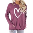 thumbnail image 1 of Camiseta de manga larga con cuello redondo y forro polar con bolsillo, ropa superior transpirable de fibra de poliéster para mujer, 1 of 3