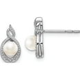 thumbnail image 1 of Sterling Silver Rhodium-Plated Fw Cultured Pearl & Diam. Earrings (13 X 7) Made In India qbe18jun, 1 of 5