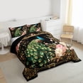thumbnail image 3 of jejeloiu Wild Peacock Bedding Comforter Set,Zoo Animal Twin Comforter Sets,Gold Damask Flowers Bedding Set For Men Women,Breathable Home Decor Reversible,2-Piece, 3 of 8