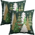 thumbnail image 2 of Christmas Tree Throw Pillow Covers 16x16 Inches Pack of 2 Gold Green Xmas TreesCotton Linen Square Pillow Couch Sofa Cushion Case with Hidden Zipper for Winter Holiday Home Decor, 2 of 6