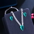 thumbnail image 5 of Chic Green CZ Big Drop Earring Necklace Set for Women Party Collection Jewellery, 5 of 9