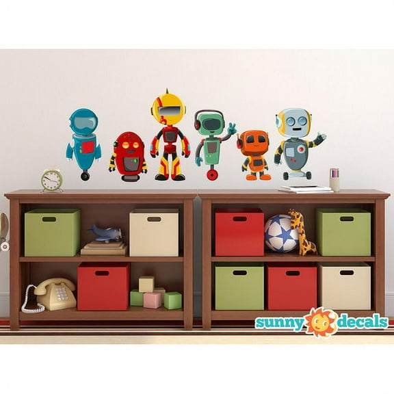 Sunny Decals Cute Robot Fabric Wall Decal