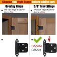 thumbnail image 3 of Jqk Bisagras empotradas para puertas de gabinetes de 3/8 de pulgada, níquel satinado, paquete de 4, 2 pares de bisagras de herrajes para gabinetes de cocina con cierre automático para armarios de mont, 3 of 9
