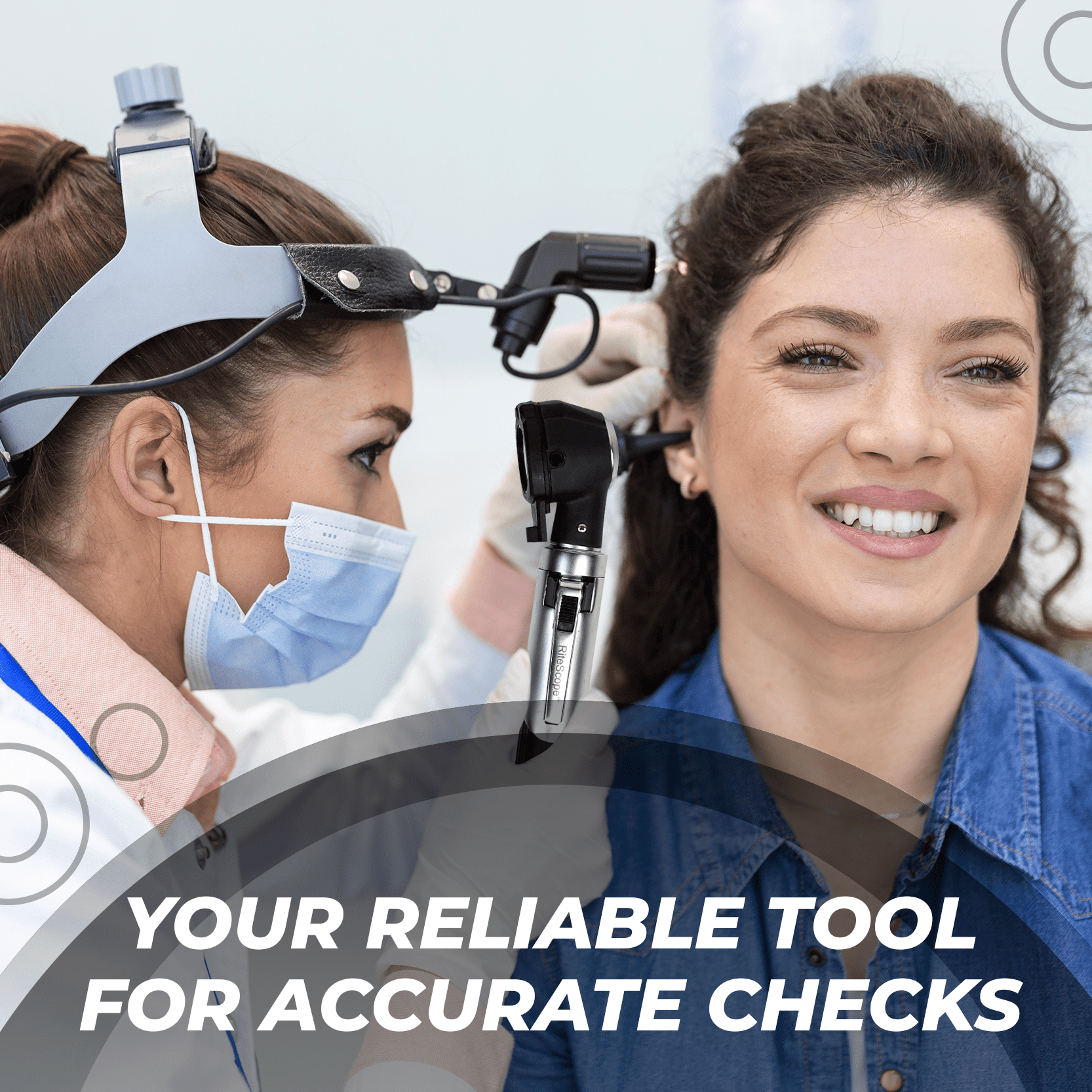 RiteScope Otoscope with Light - Compact Size - Black
