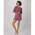 thumbnail image 4 of Hanes Women's Rib Crop Long Sleeve & Sleep Short Set Mauve Mood/Mauve Mood S, 4 of 4