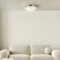 thumbnail image 5 of Globe Electric 2-Light Matte Brass Glam Flush Mount Ceiling Light with Tiered Glass Shade, 91005784, 5 of 9