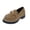 Khaki, variant on Womens Shoes Round-Toe Thick-Heeled Casual Large-Size Frosted British Style Thick-Soled Loafers Size 6