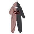 thumbnail image 4 of CUZIBR Girls Halloween Onesie Pajamas Kids Boys Hooded Plush Pumpkin Pajama Patchwork Zip Up Long Sleeve Jumpsuit Loungewear Funny Homewear,Red,5-6 Years, 4 of 4