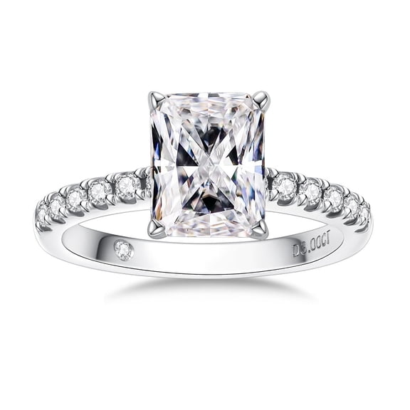 AnuClub 3 Carat Radiant Cut Moissanite Engagement Ring for Women,D color VVS1 18K White Gold Plated S925 Silver Promise Ring