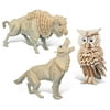 Puzzled Wolf, Owl and Buffalo Wooden 3D Puzzle Construction Kit