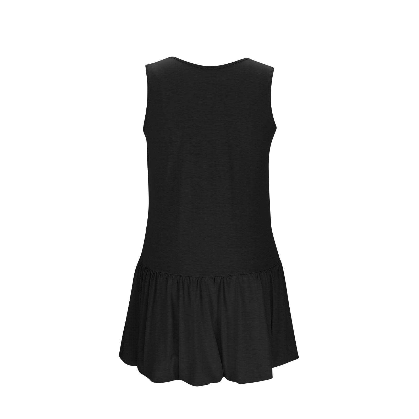 LNWUY Womens Athletic Dress with Shorts Backless Bubble Tennis Dresses Workout Dress Golf Outfit Activewear with Pockets Black M