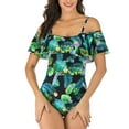thumbnail image 3 of BEEACHGIRL One Piece Swimsuit Flounce off Shoulder Ruffle Beach Swimwear Bathing Suit for Women, 3 of 8