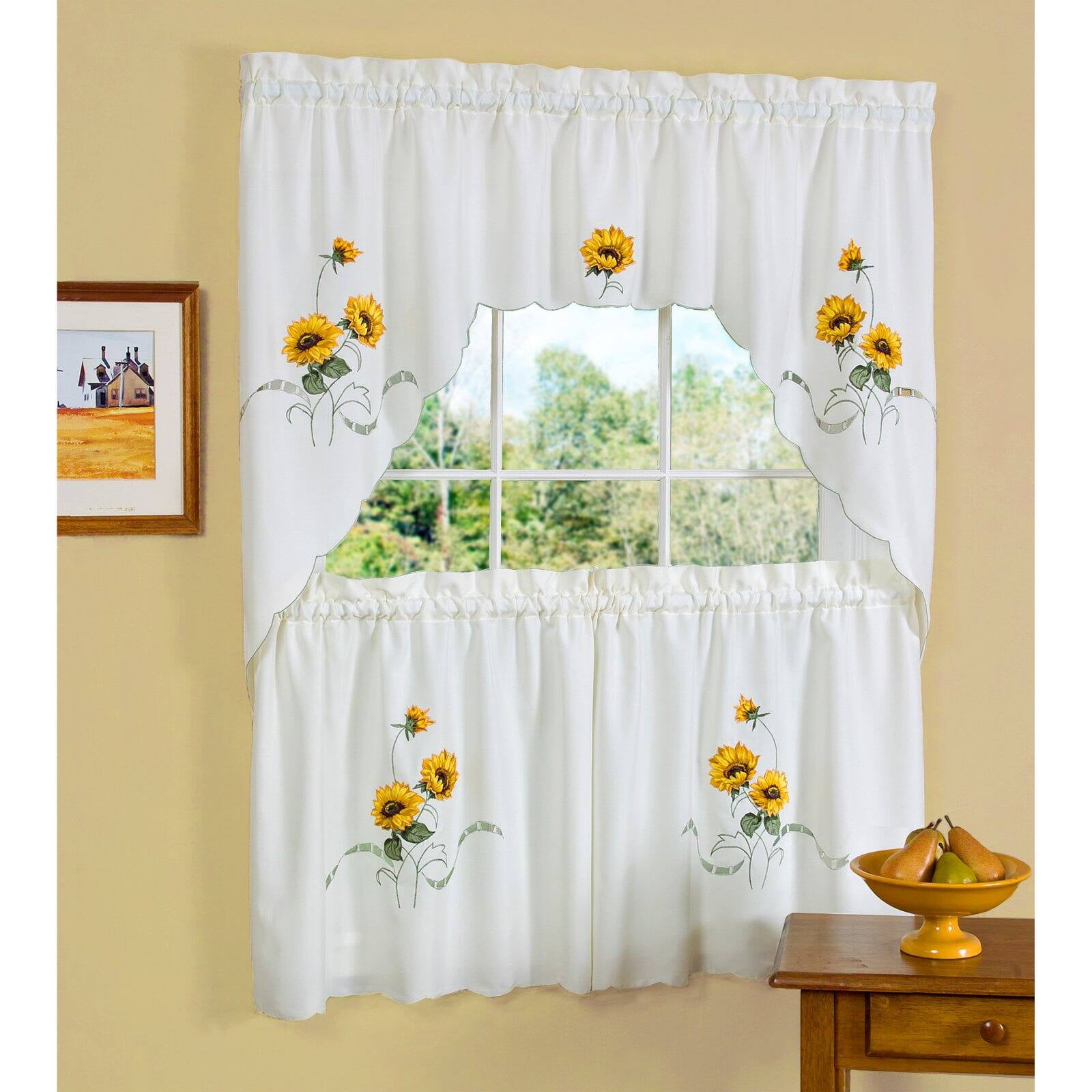 Achim Embellished Tier Curtain and Swag Set -Sunshine
