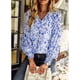 thumbnail image 2 of Camisa Suave, Blusa De Mujer Cómoda Transpirable Estampado Floral Escote En V Para Fiesta Para Citas ANGGREK  Otros, 2 of 7