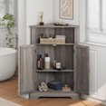 thumbnail image 3 of Smuxee Bathroom Corner Storage Cabinet, Farmhouse Floor Corner Cabinet with Barn Door and Adjustable Shelf, Wash Grey Narrow Cabinet Organizer for Bathroom, Living Room, Kitchen, 3 of 18