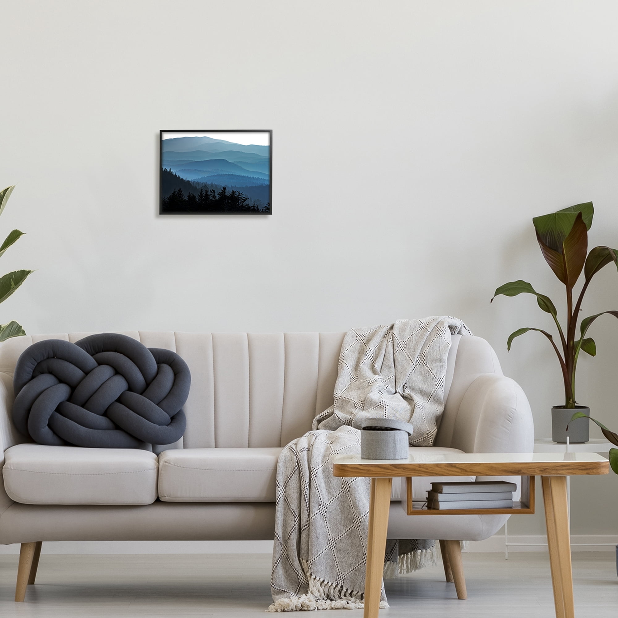 Stupell Blue Layered Mountain Peaks Landscape Photography Black Framed Art Print Wall Art