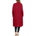 thumbnail image 3 of Moa Collection Women's Plus Size Long Sleeve Open Midi Cardigan, Female, 3 of 4