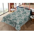 thumbnail image 4 of Ambesonne Baroque Fitted & Flat Sheet with Shams 4 Pcs Set, Royal Flora Curlicue Damask, Full, Pale Grey Hunter Green, 4 of 5