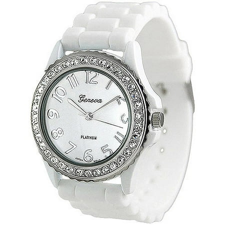 Brinley Co. Women's Rhinestone-Accented Silicone Watch