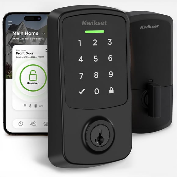 Cerrojo Smart Lock Kwikset Aura Reach para entrada sin llave, negro mate