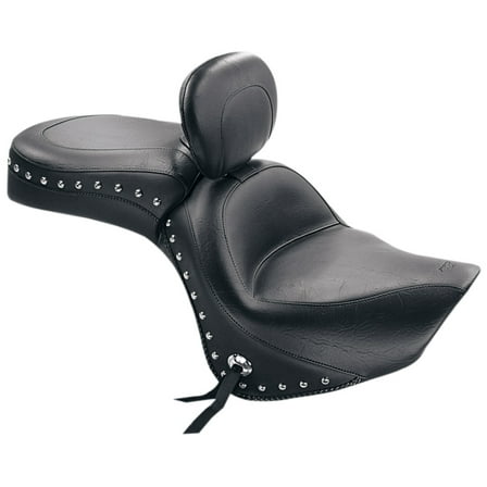 Mustang 1-Piece Wide Touring Seat w/Driver Backrest Studded (79416)