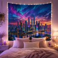 thumbnail image 2 of Futuristic Cityscape Night with Numerous Tall Skyscrapers, Mystical Fantasy for Space Lovers, Wall Decor, Housewarming Gift, Tapestry Wall Hanging for Dorm and Living Room, 2 of 7