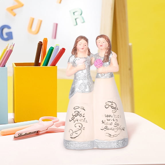 Friendship Gifts for Women, Gaqring Hand-Painted Resin Angel Figurine, Inspiring Friendship Decor with Bouquet for Sister Colleague Friend