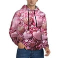 thumbnail image 2 of Honeii Pink Glitter Heart Candy Pattern Mens Hoodies Men's Loose Sleeve Sweatshirt,Pullover Hooded Sweatshirt for Men,Essentials Hoodie-X-Large, 2 of 7