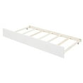 thumbnail image 7 of Full Size Canopy Bed with Trundle Bed, Wood Full Platform Bed with Headboard, Footboard and Slat Support, Modern 4 Poster Panel Bed, No Box Spring Needed, Brushed White, 7 of 7