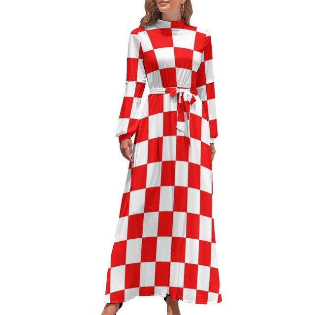 Vestido largo de cuadros croatas, vestido de fiesta, ropa de verano para mujer, vestido de noche para mujer, vestidos de noche para mujer