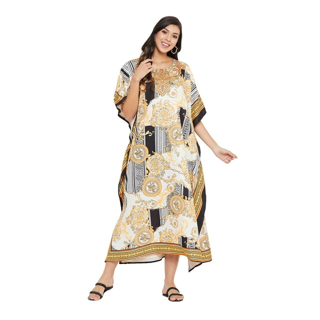 Caftans pour Femmes Longue Maxi Grande Taille Robe Caftans Manches 3/4 Robes pour Dames Filles en Ligne
