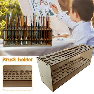 Paint Brush Holder 67 Holes Wooden Paint Brush Holder Stand Desk Organizer  Watercolor Brush Tray Rack For Pencils Paint Brushes - AliExpress