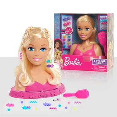 Barbie Small Styling Head, Blonde Hair, 17-Pieces,  Kids Toys for Ages 3 Up, Easter Basket Stuffers and Small Gifts